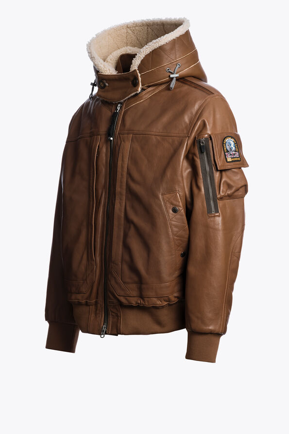 Parajumpers JULIUS SPECIAL - LEATHER BOMBER JACKET CLAY 25WMPMJKSE02P050616