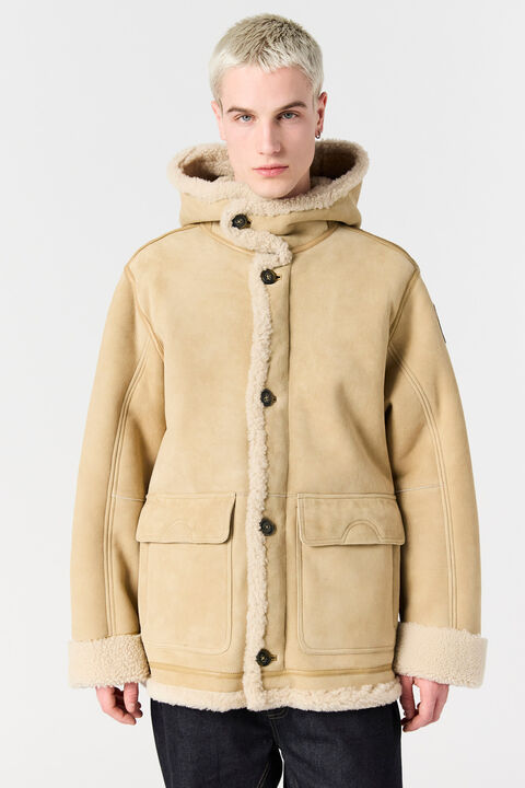 Parajumpers KIEFER SPECIAL - SHEARLING JACKET DESERT KHAKI 25WMPMJKSE03P050115